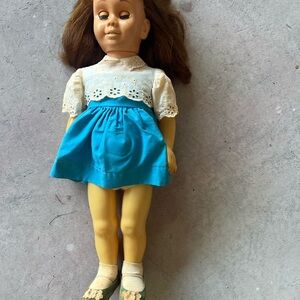 Vintage Chatty Cathy Blue and White Dress Doll
